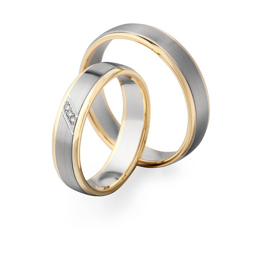 Trauringe / Eheringe 375 Gelbgold, Weißgold+Pd 514724-50