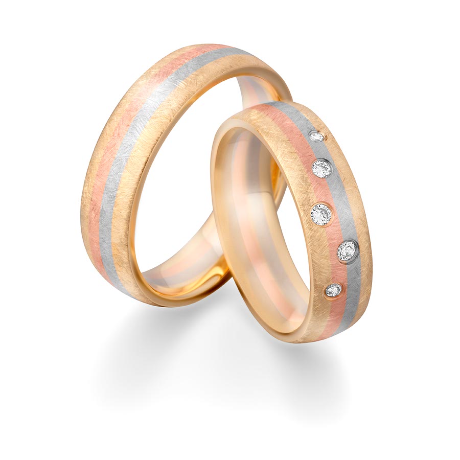 Trauringe 585 Gelbgold, Weißgold+Pd+Pd, Rotgold 514733-60