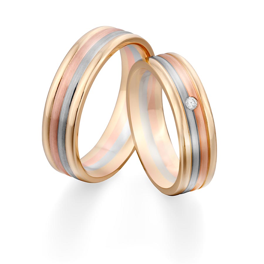 Trauringe 585 Gelbgold, Weißgold+Pd+Pd, Rotgold 514739-60