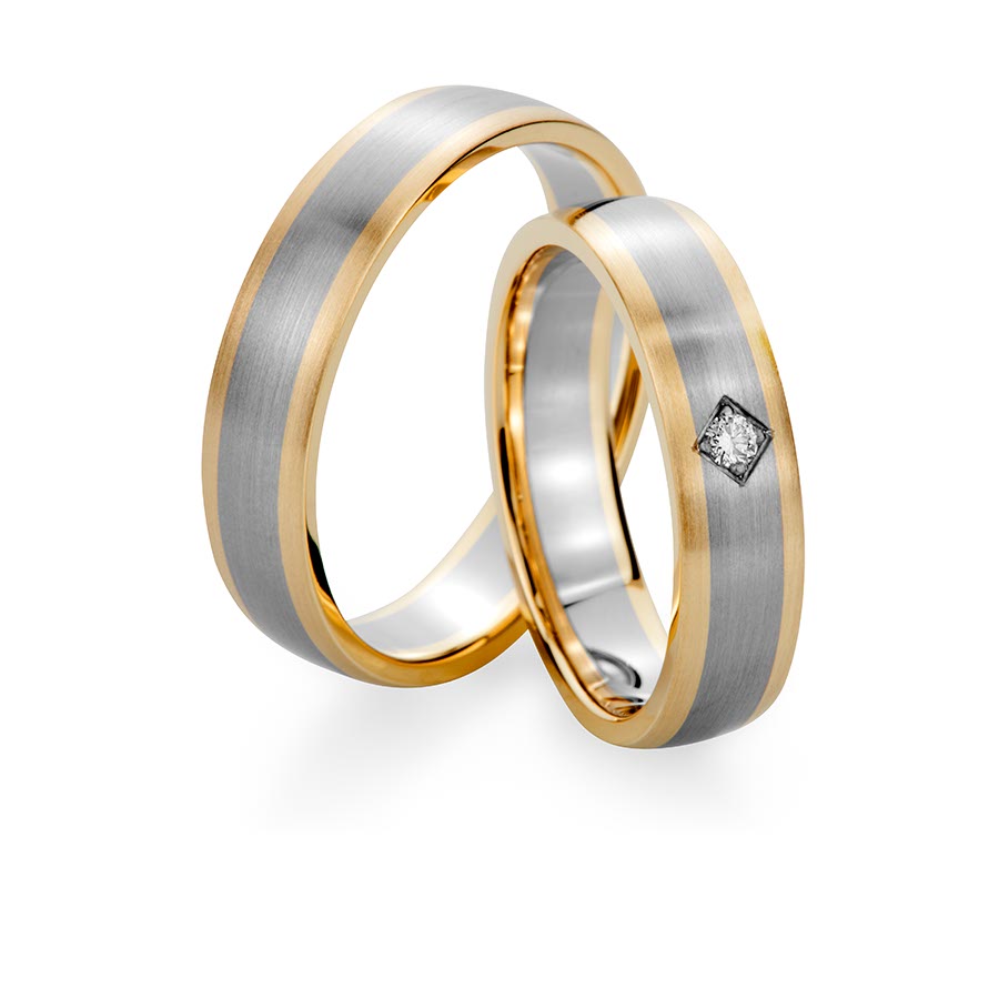 Trauringe / Eheringe 585 Gelbgold, Weißgold+Pd 514751-50