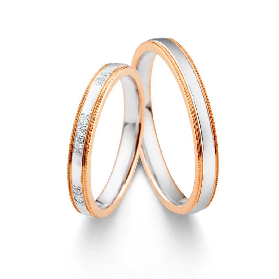 Trauringe / Eheringe 585 Rotgold, Weißgold+Pd 514785-30