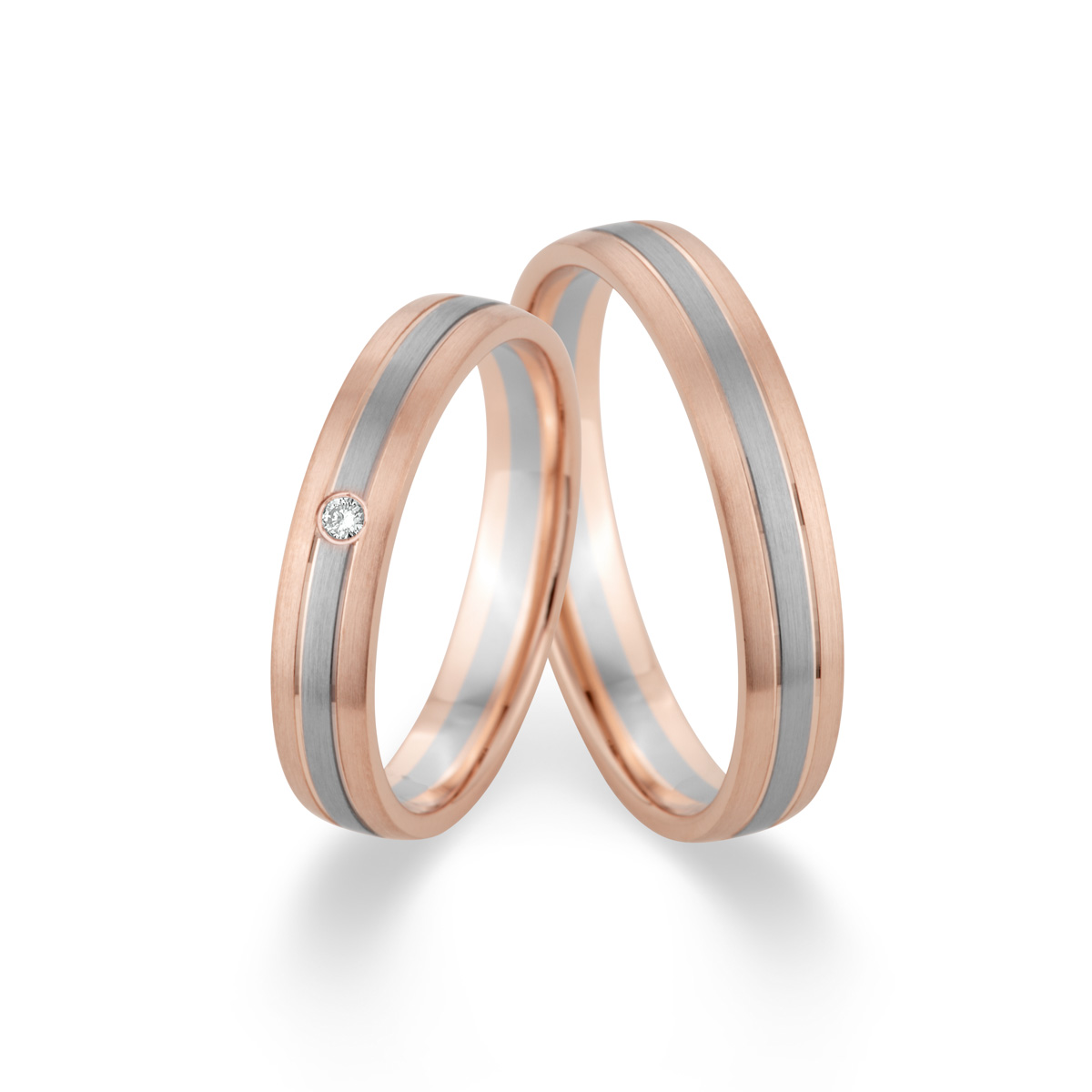 Trauringe / Eheringe 950 Platin, 750 Rotgold 514791-40