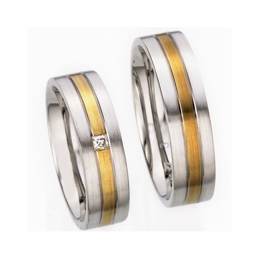 Trauringe / Eheringe 925 Silber, 585 Gelbgold 513203-60