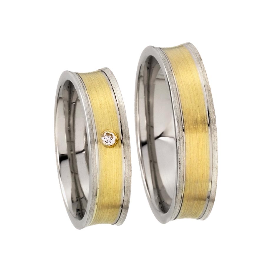 Trauringe / Eheringe 925 Silber, 585 Gelbgold 513210-55