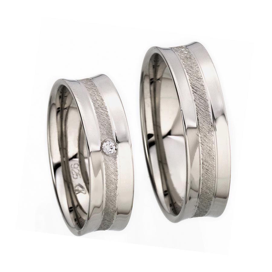 Trauringe / Eheringe 585 Weißgold+Pd 514167-60