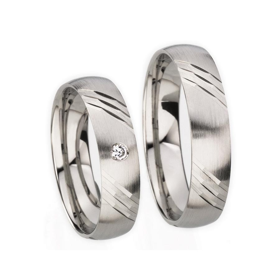 Trauringe / Eheringe 585 Weißgold+Pd 514174-50