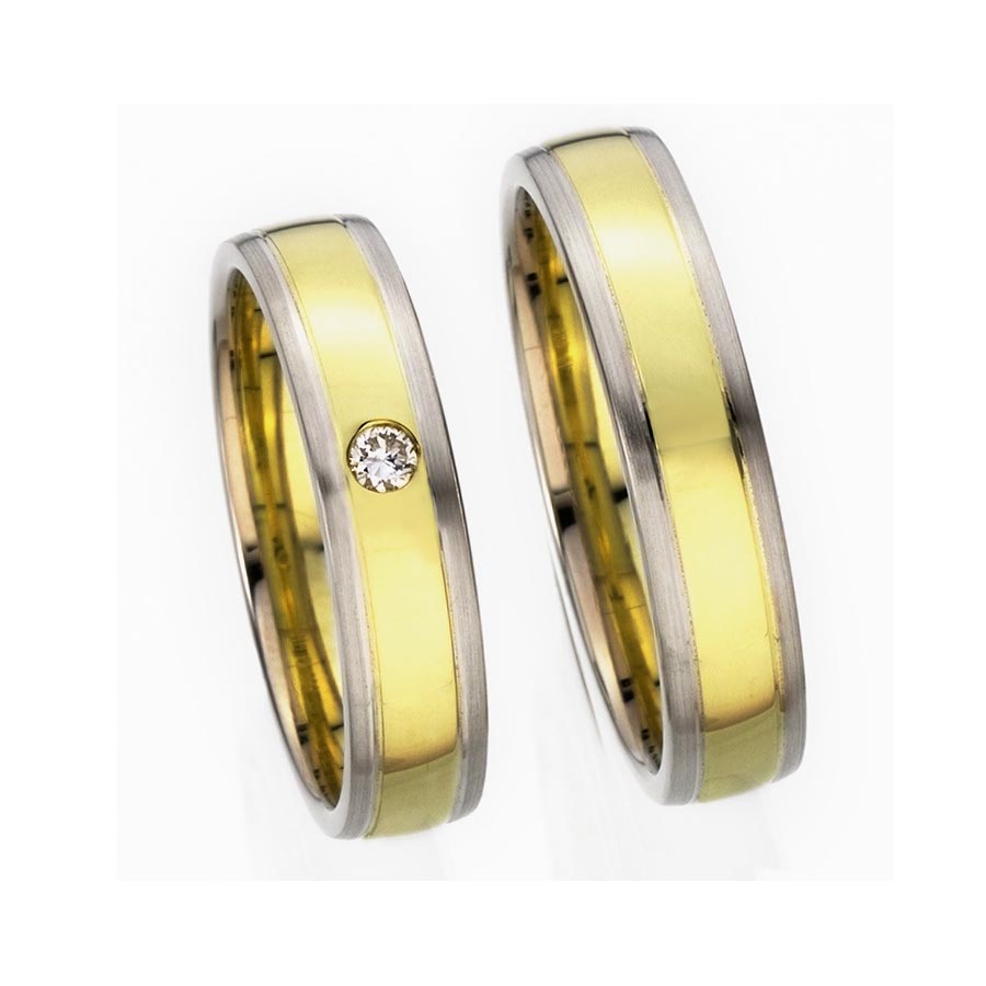 Trauringe / Eheringe 585 Gelbgold, Weißgold+Pd 514341-50