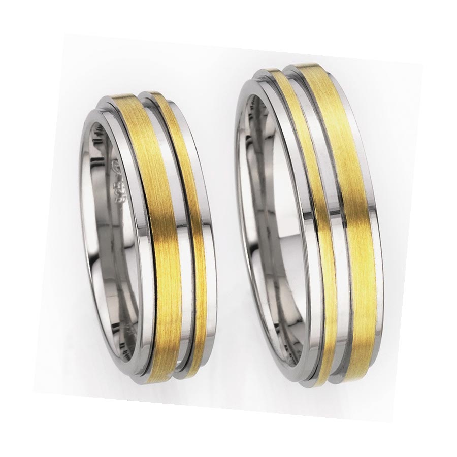 Trauringe / Eheringe 925 Silber, 333 Gelbgold 514363-60