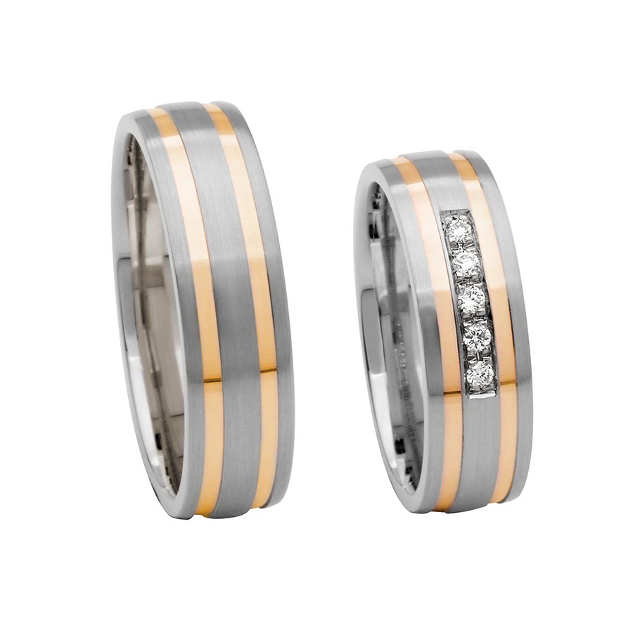 Trauringe / Eheringe 925 Silber, 585 Rotgold 514391-60