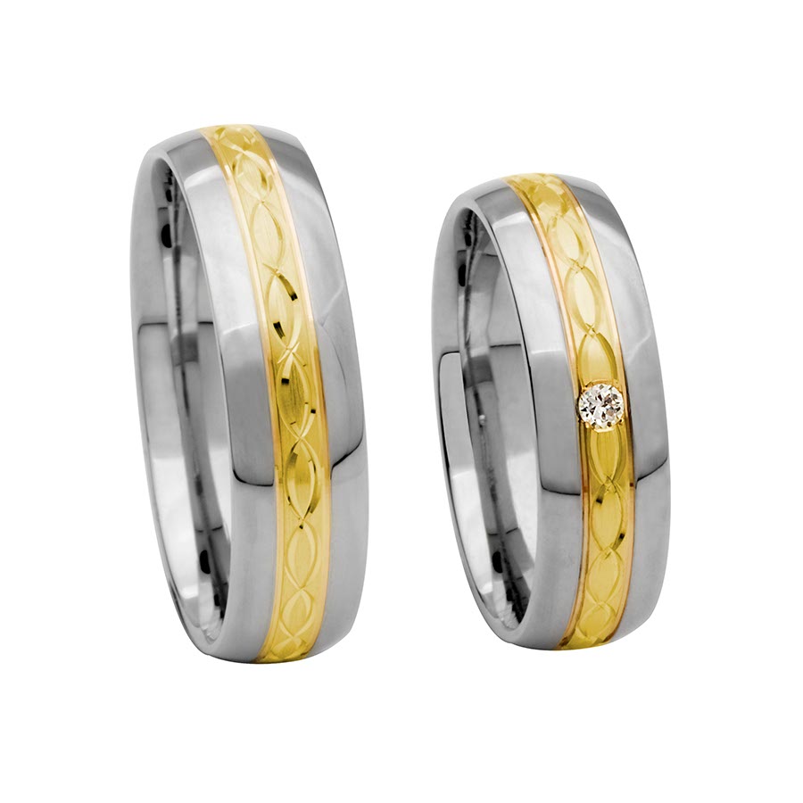 Trauringe / Eheringe 925 Silber, 585 Gelbgold 514641-60