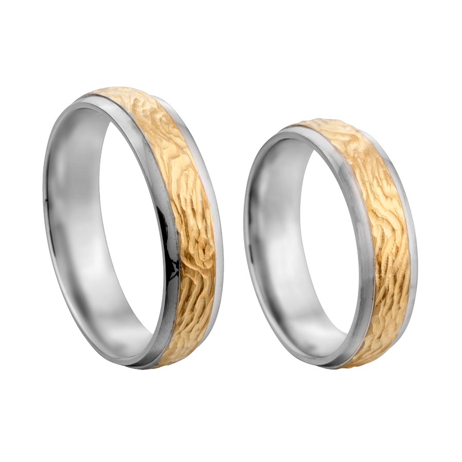 Trauringe / Eheringe 375 Gelbgold, Weißgold+Pd 514745-55