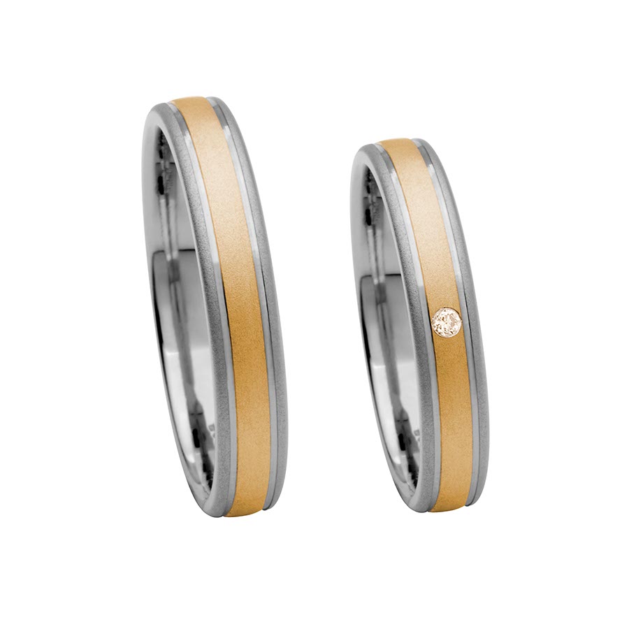 Trauringe / Eheringe 585 Rotgold, Weißgold+Pd 517119-40