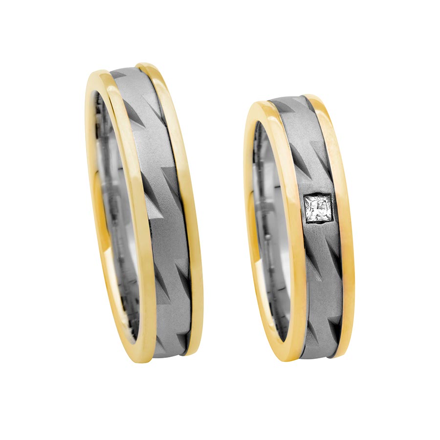 Trauringe 750 Gelbgold, Weißgold+Pd 518007-50